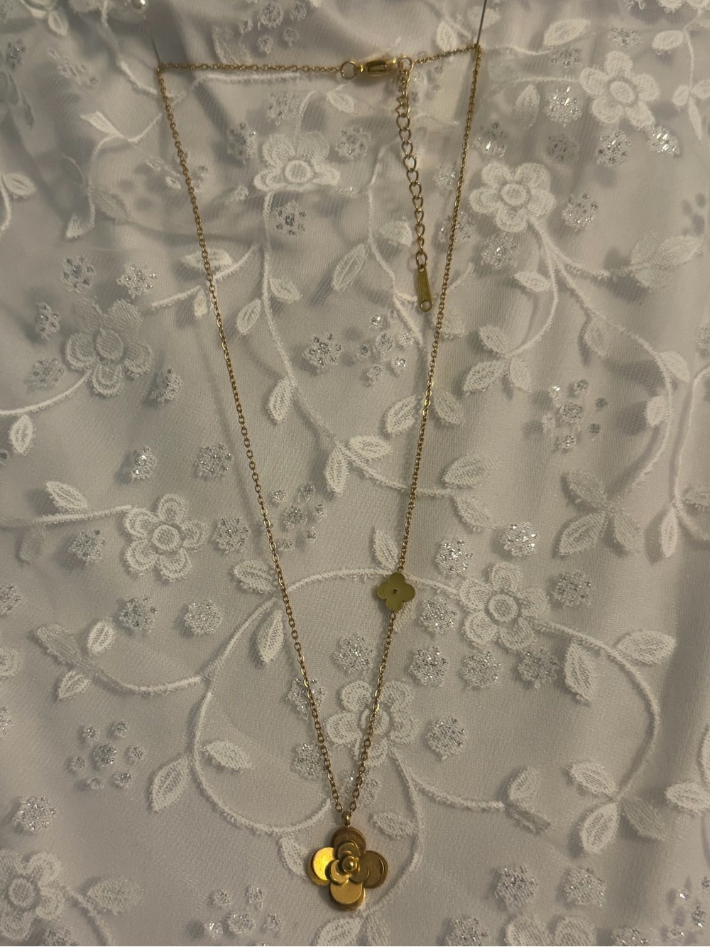 Gold Floral Double Pendant Necklace - Women Jewelry